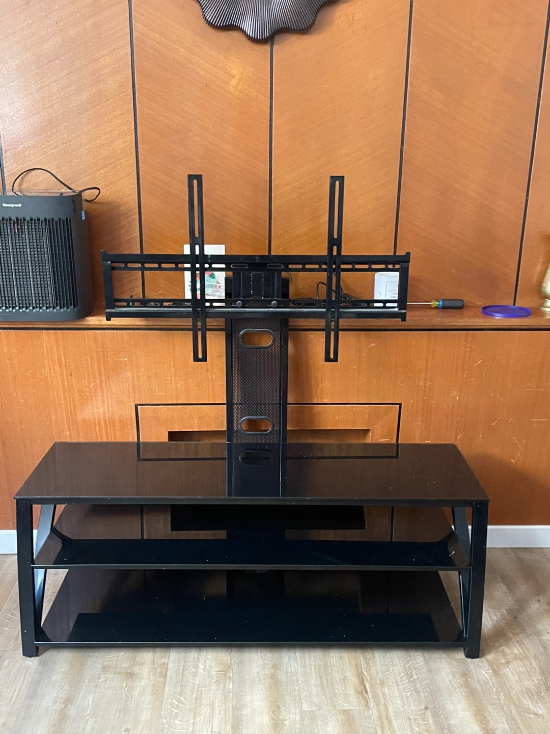 Black Glass TV Stand with Mount - photo 3