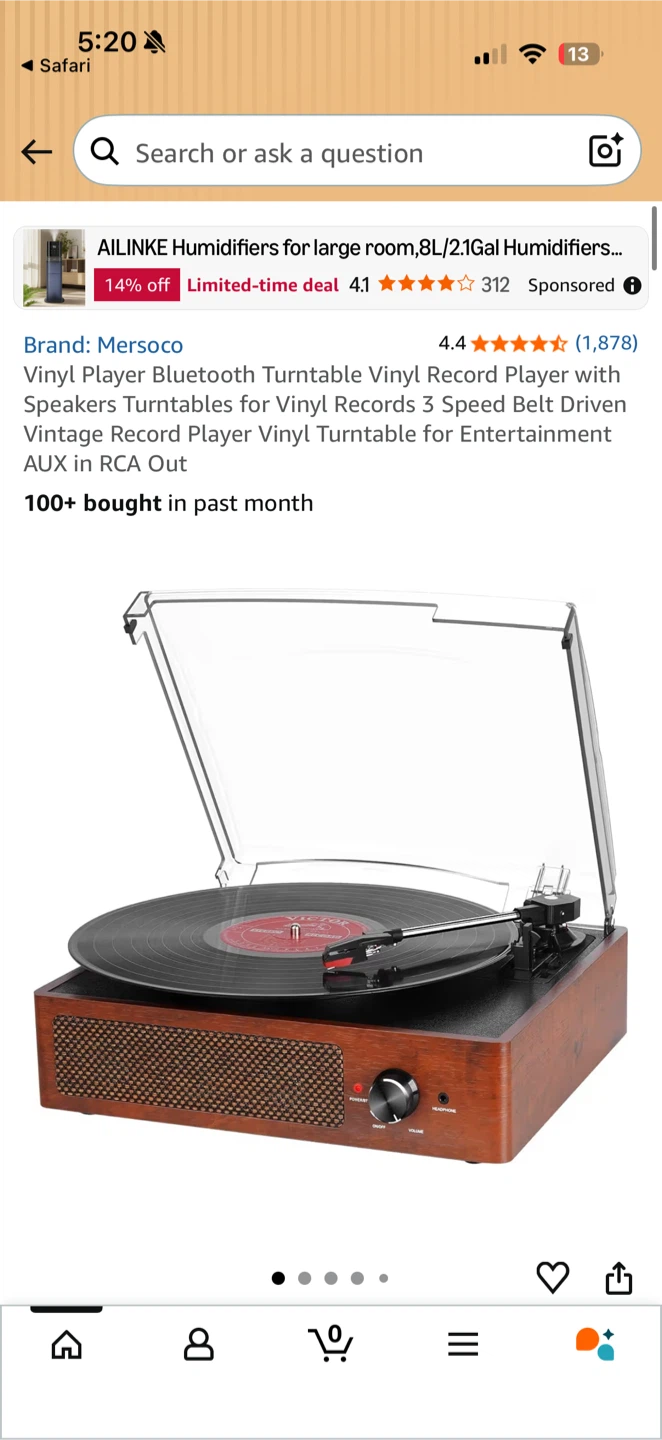 Open box vinyl Turntable Player
