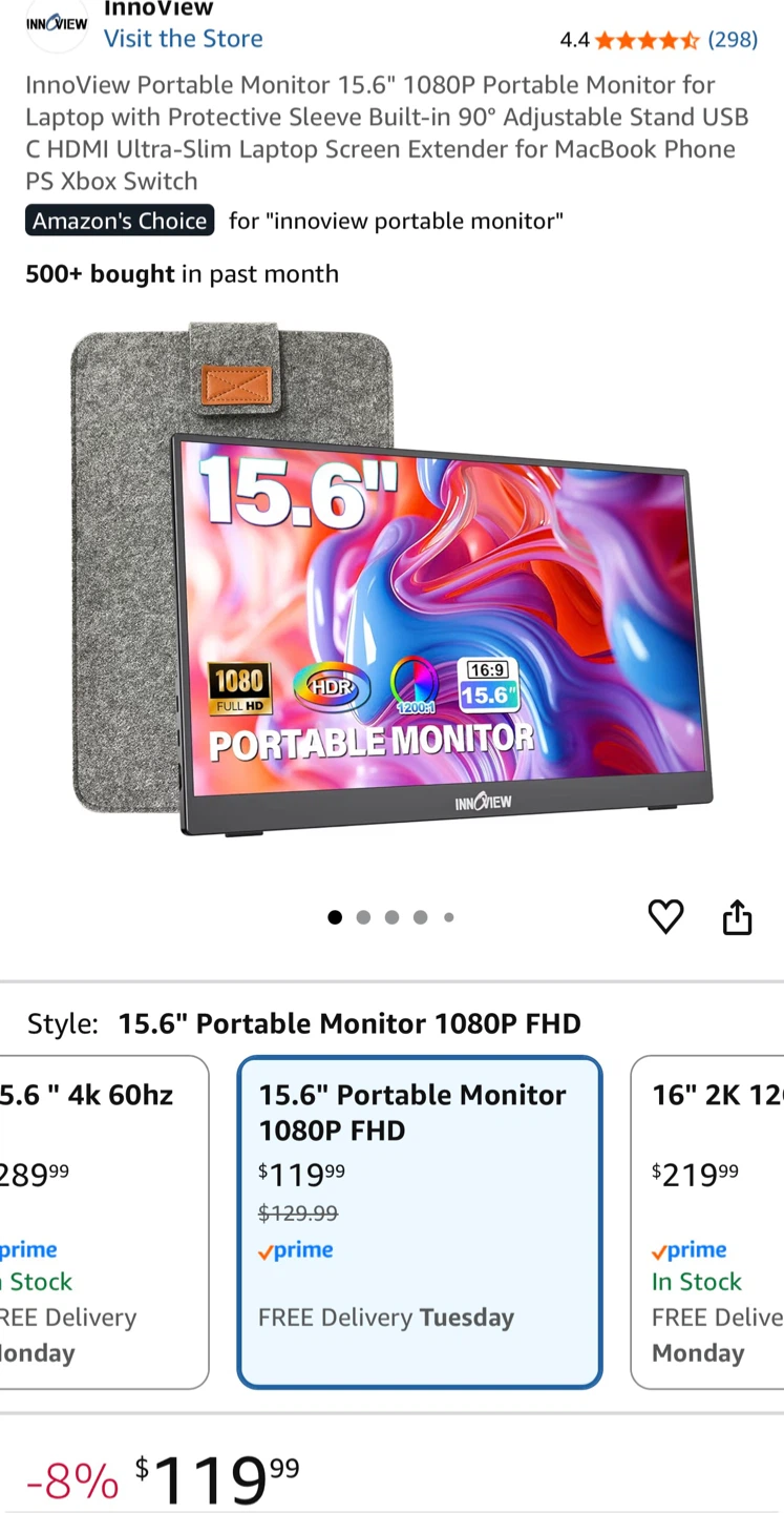 InnoView 15.6" Portable Monitor 1080P FHD