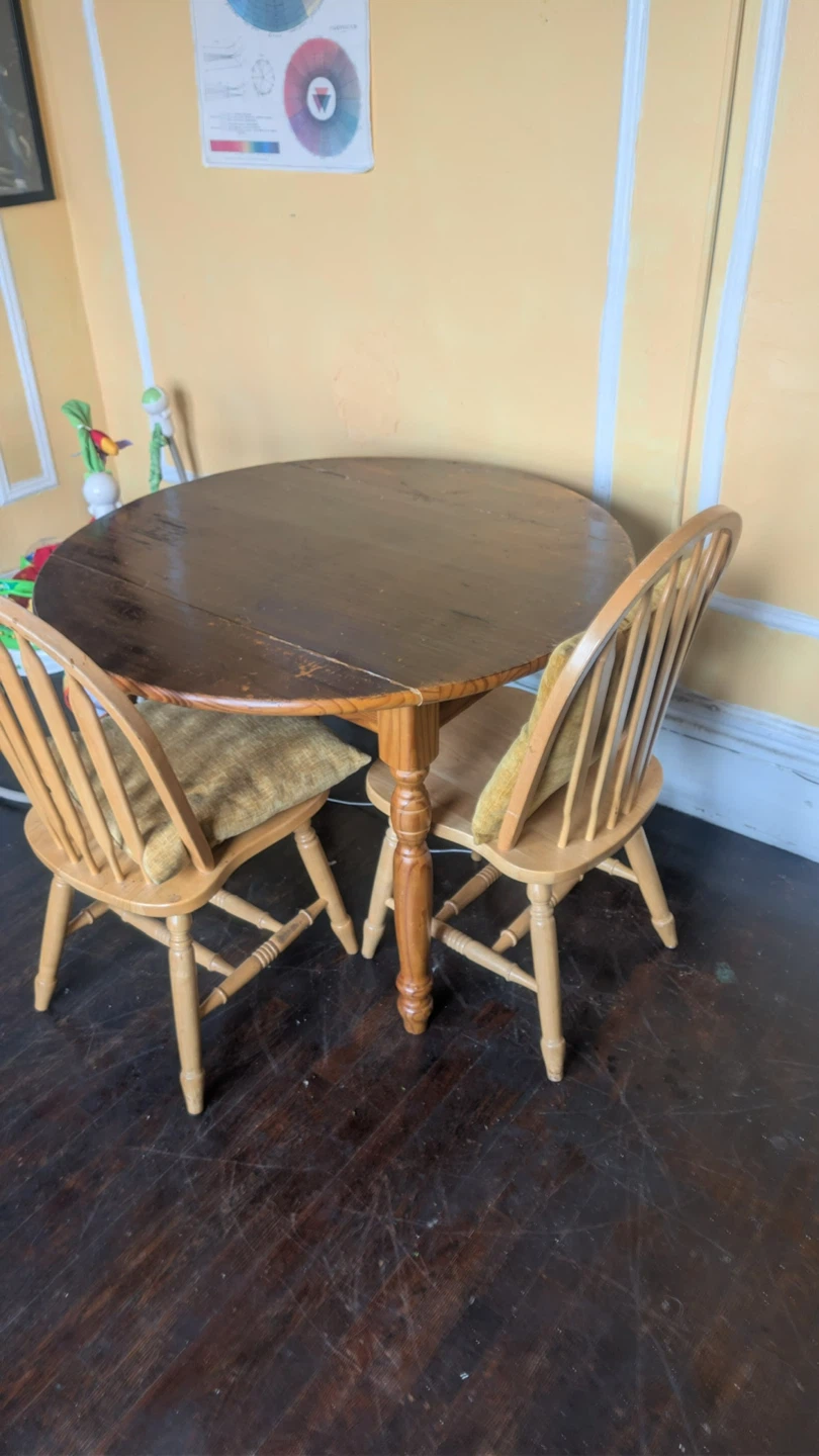 Wooden Dining Table with 2 Chairs