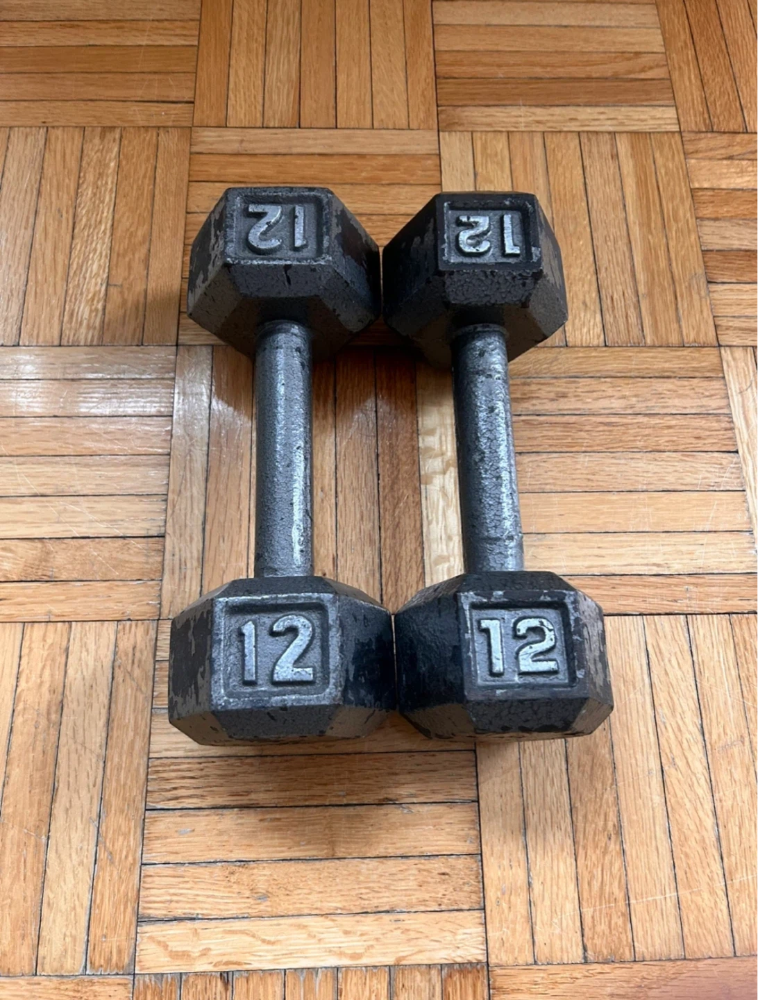 12 lb. Iron Hex Dumbbell Pair (PICK UP ONLY)