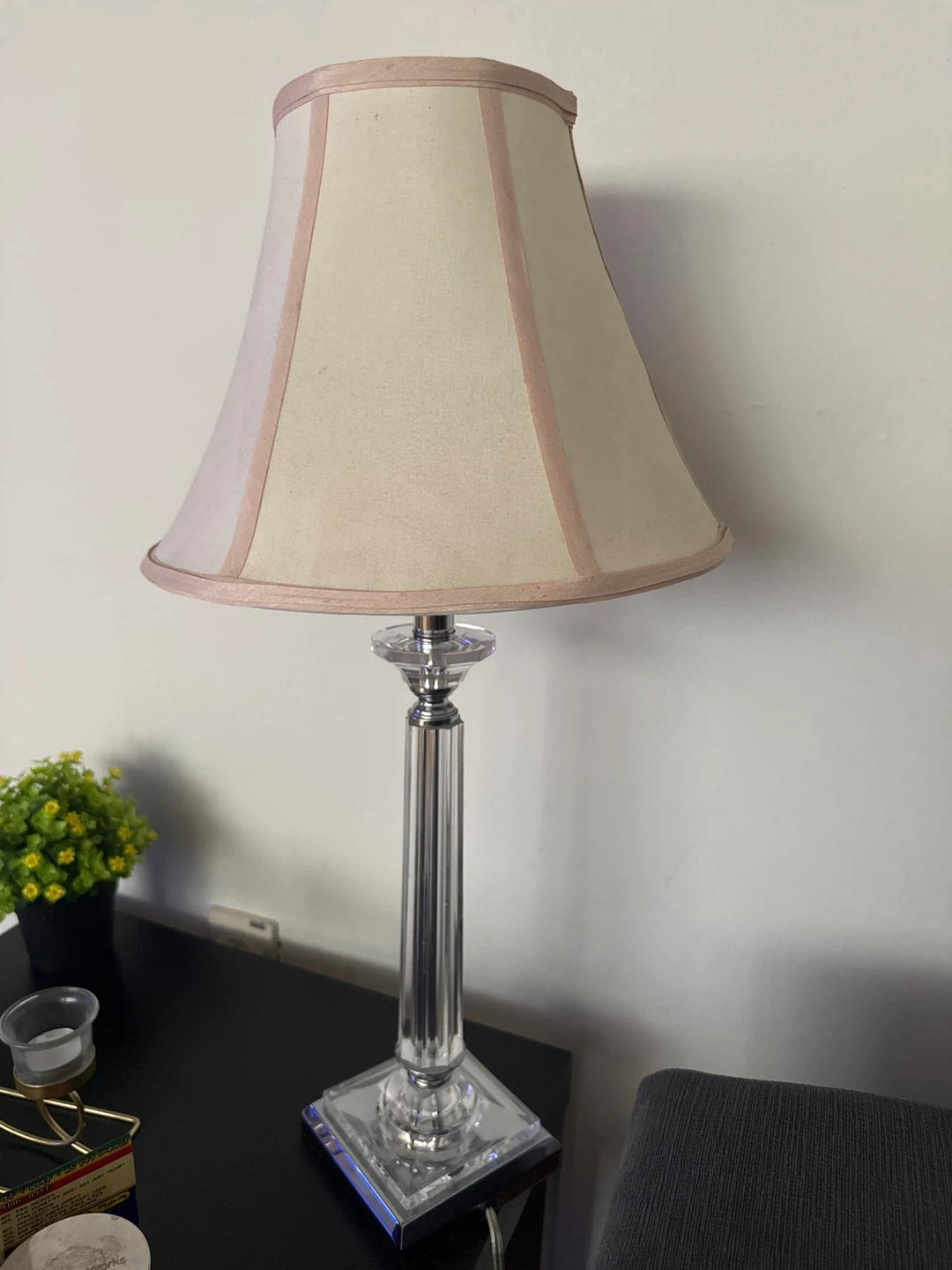 Crystal Accent Table Lamp with Beige Shade - photo 2