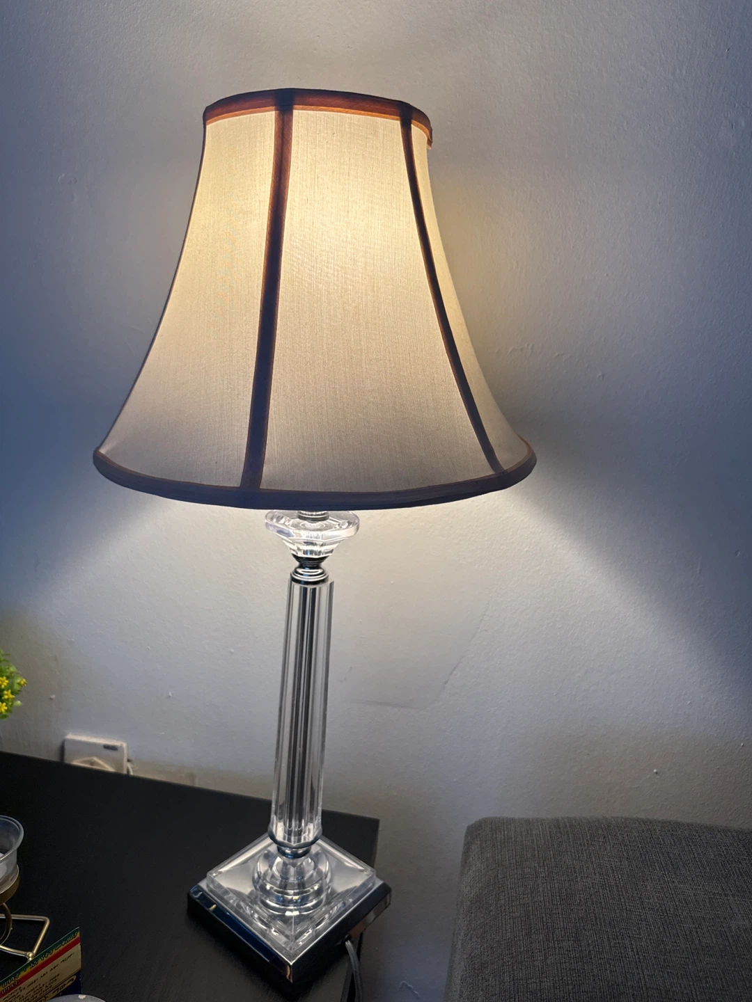 Crystal Accent Table Lamp with Beige Shade