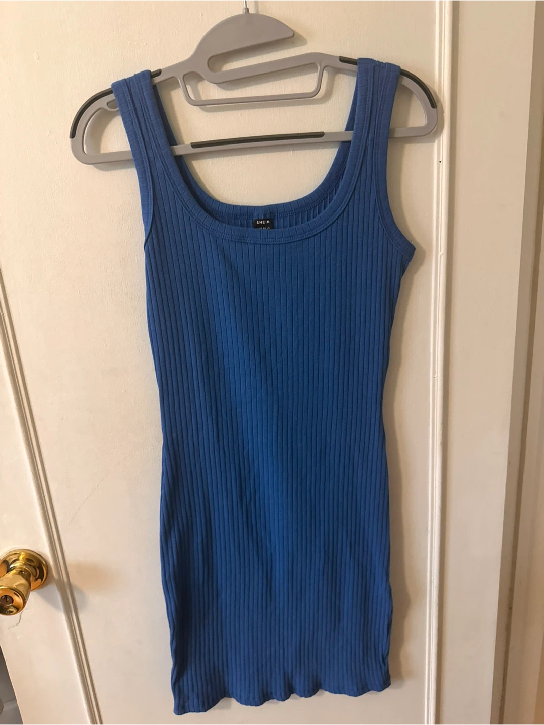 SHEIN Blue Ribbed Tank Dress Size M