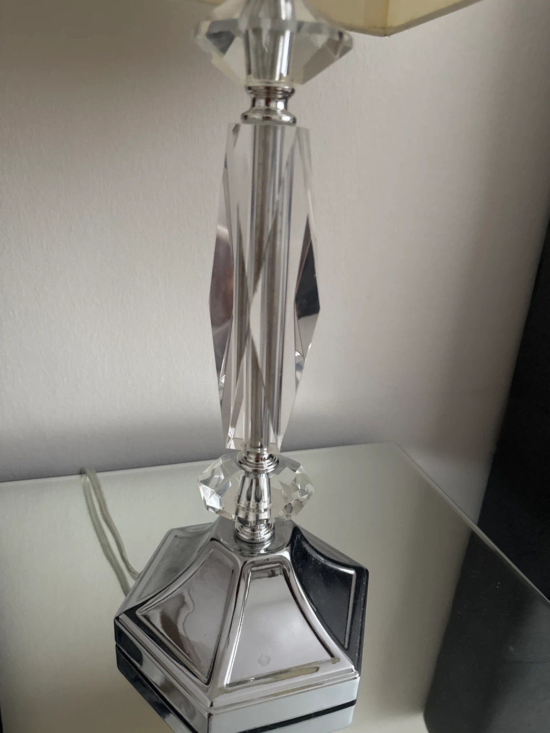 Crystal Accent Table Lamp with Beige Shade - photo 4