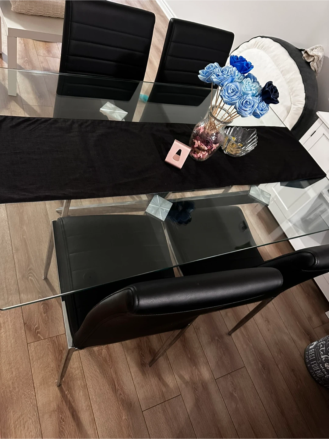 Glass Dining Table with Chrome Legs