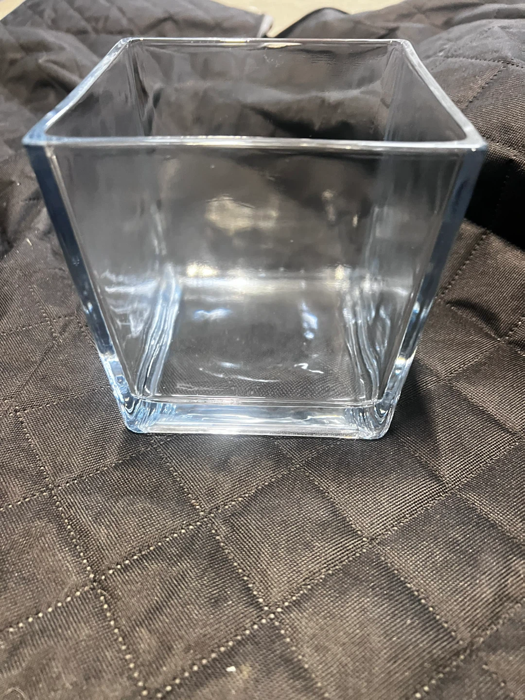 Clear Glass Square Vase
