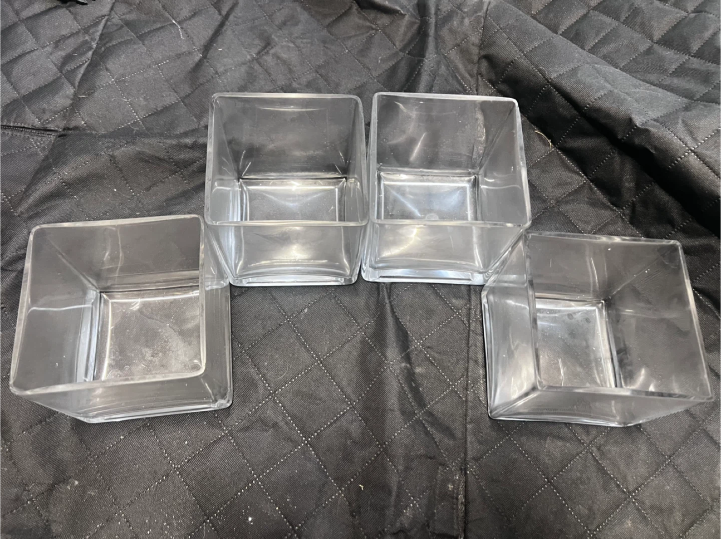 Set of 4 Clear Glass Square Vases - photo 2