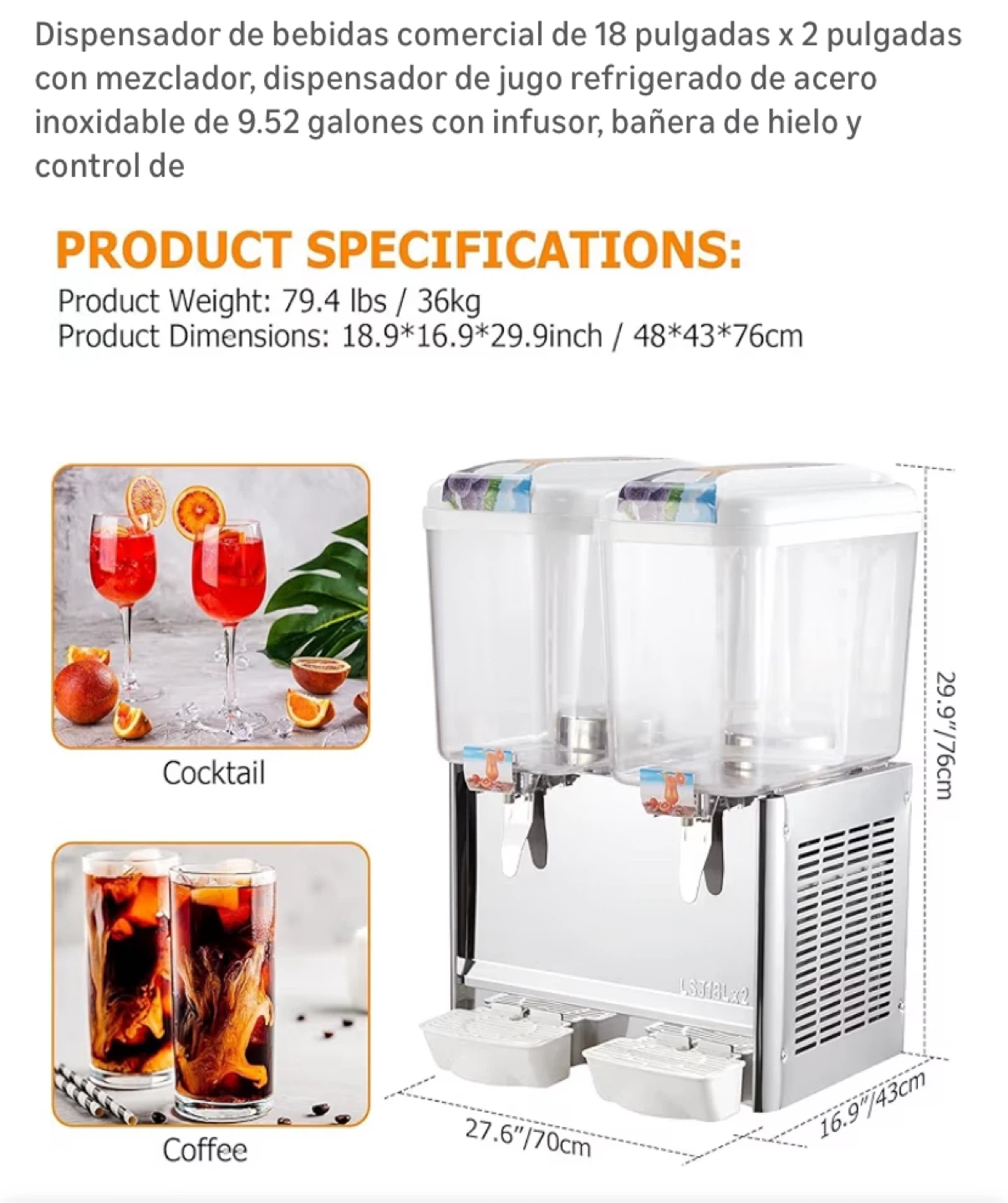 Commercial Double Bowl Juice Dispenser - photo 3