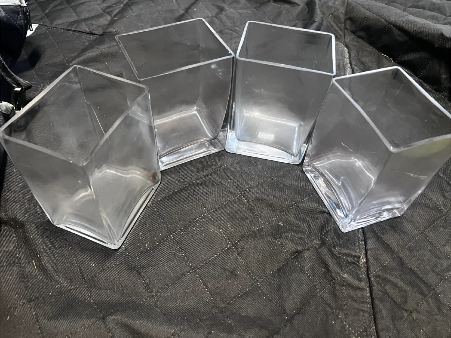 Set of 4 Square Clear Glass Vases