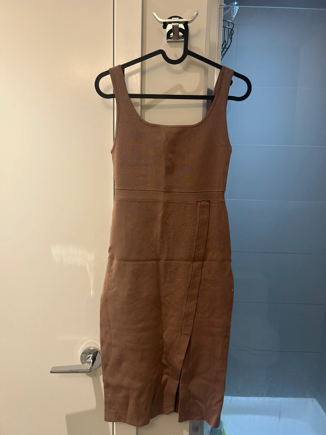 Babaton Brown Ribbed Knit Midi Dress - photo 2