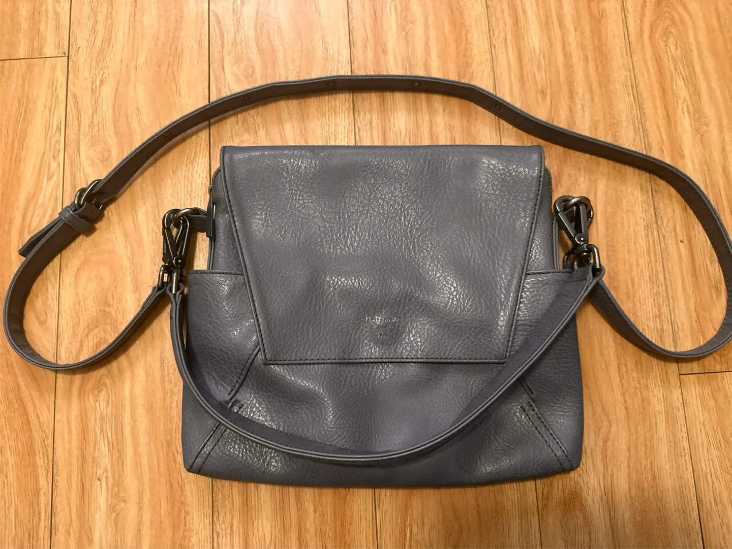 MATT & NAT Grey Faux Leather Crossbody Bag