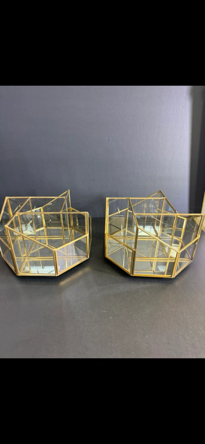 Tahari Home Geometric Glass Terrarium/Organizer Set - photo 2
