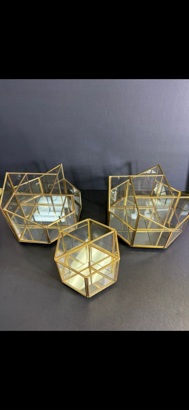 Tahari Home Geometric Glass Terrarium/Organizer Set