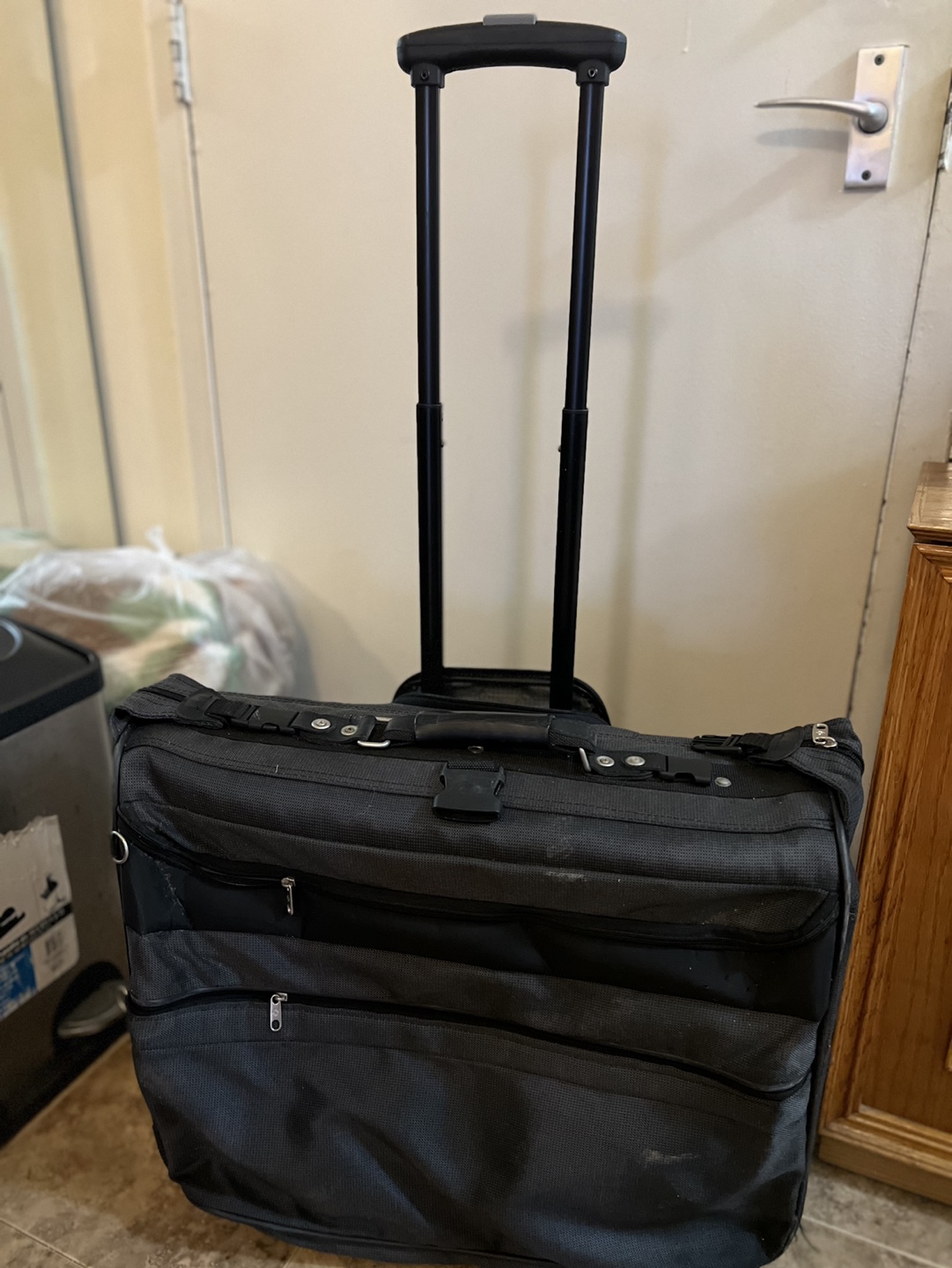 Black Rolling Garment Suitcase Bag
