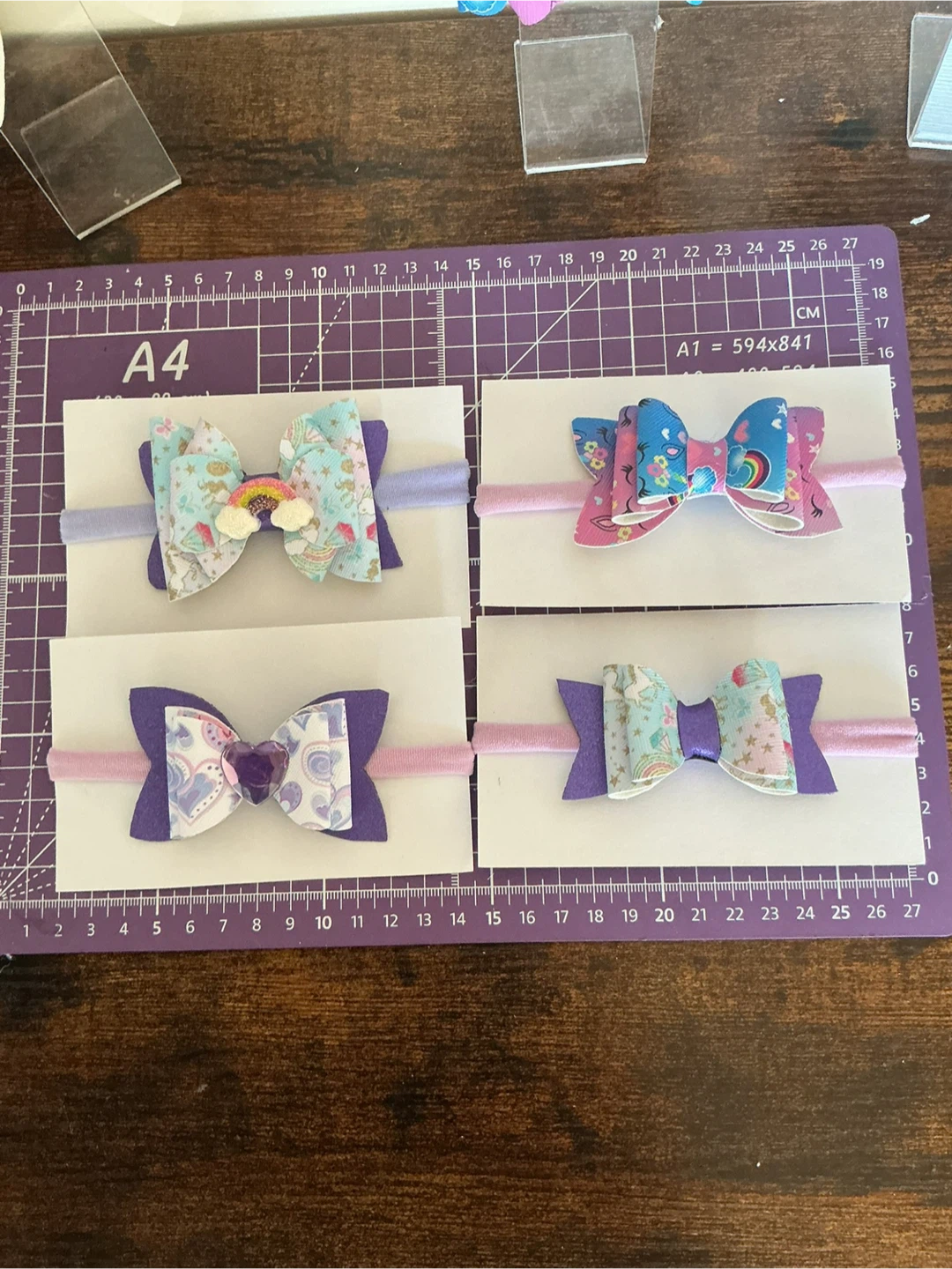 Set of 4 Handmade Baby Headbands with Bows