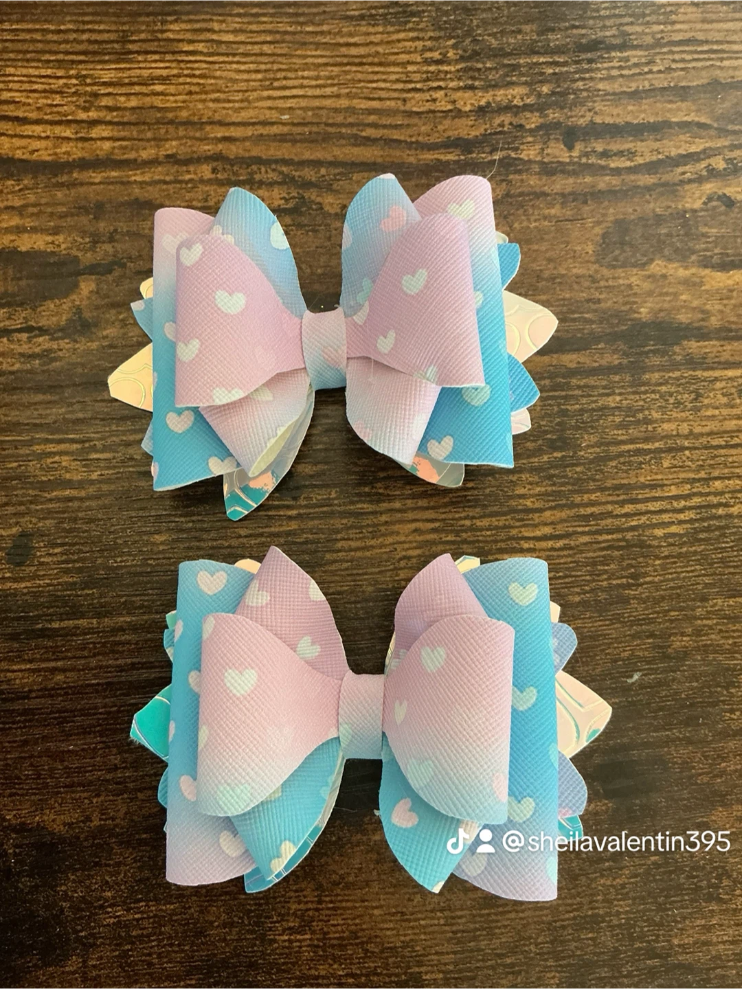 Set of 2 Pastel Heart Hair Bows