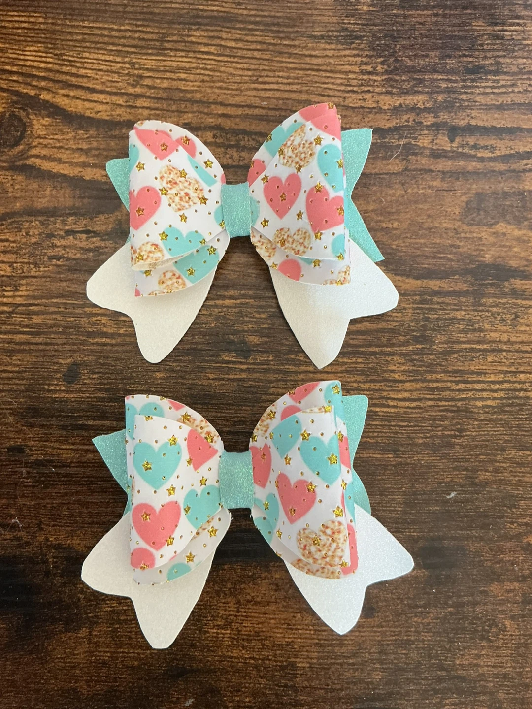 Set of 2 Heart Pattern Hair Bows