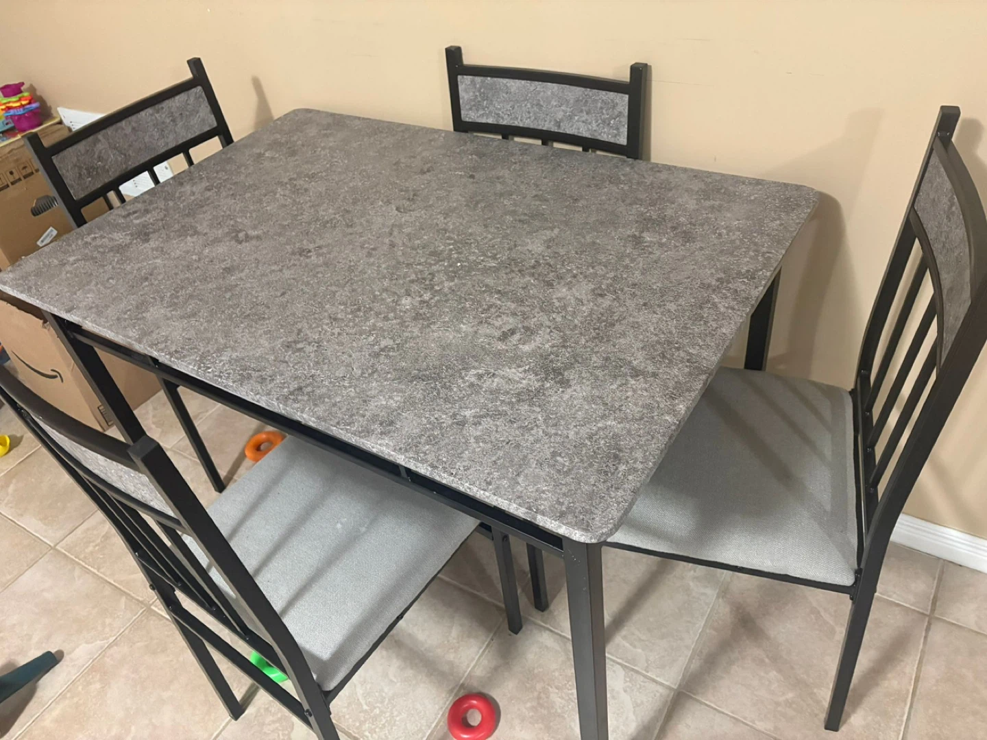 HOMCOM 5-Piece Dining Table Set with Marble Effect - photo 2