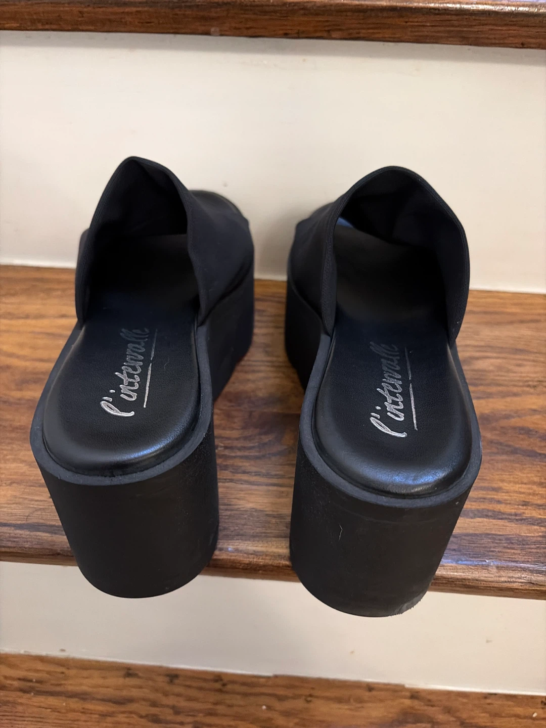 L'intervalle Black Platform Wedge Mules Size 38 - photo 2