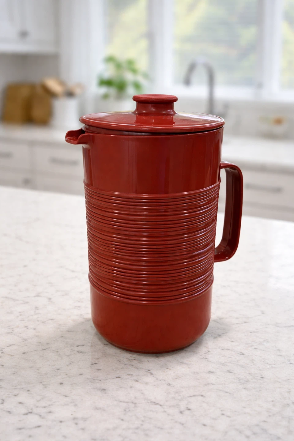 Vintage Red Thermos Pitcher - photo 2