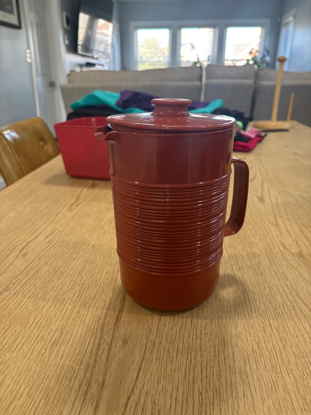 Vintage Red Thermos Pitcher
