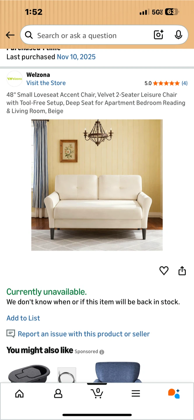 Welzona 48" Loveseat Accent Chair - Beige - photo 2
