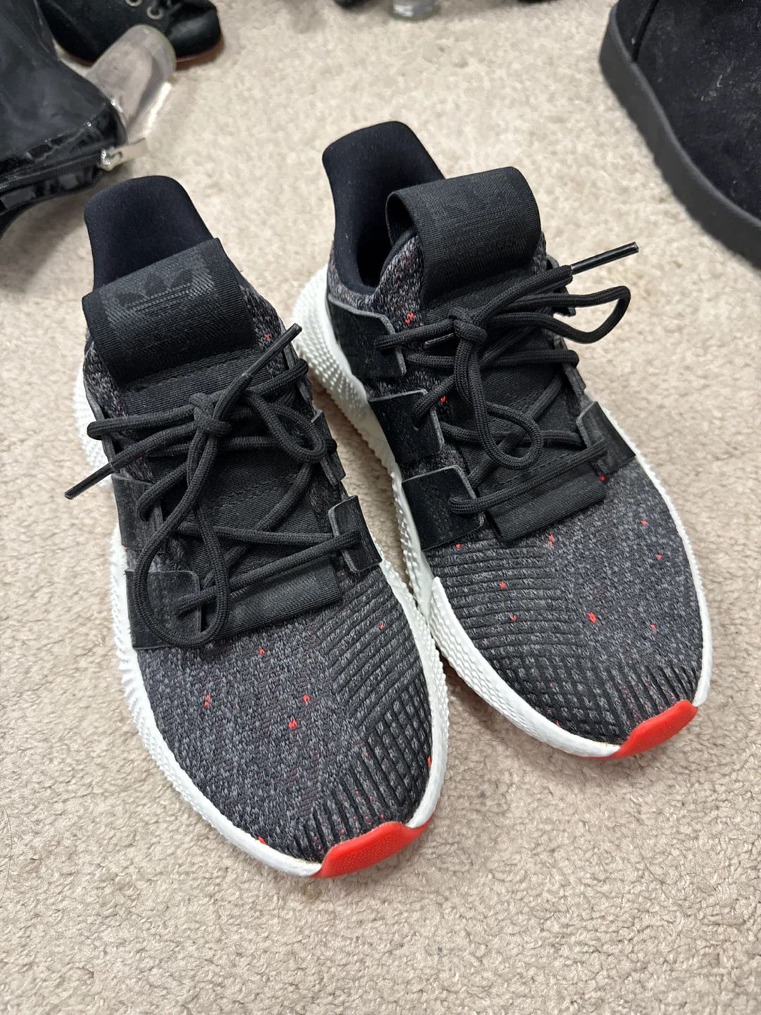 Adidas Unisex/Women Running Shoes - Black/Red Size 5
