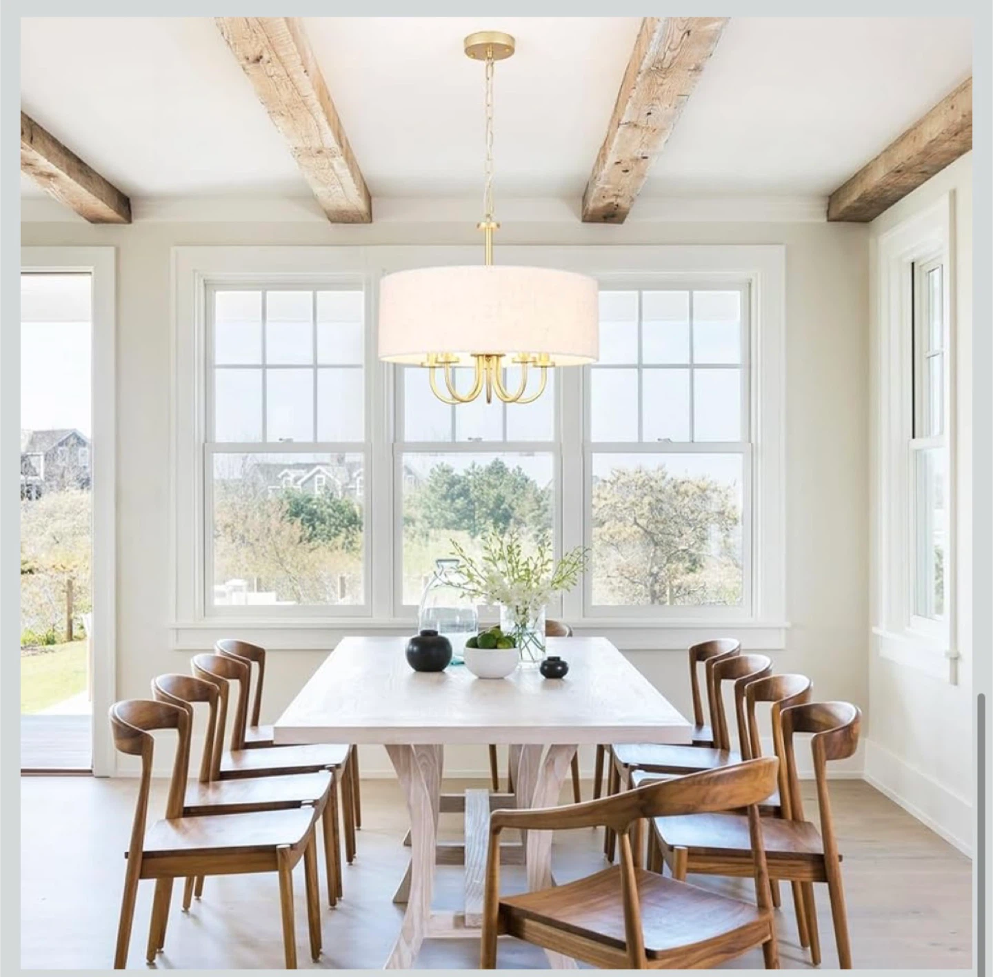 Gold Chandelier with Fabric Drum Shade - photo 5