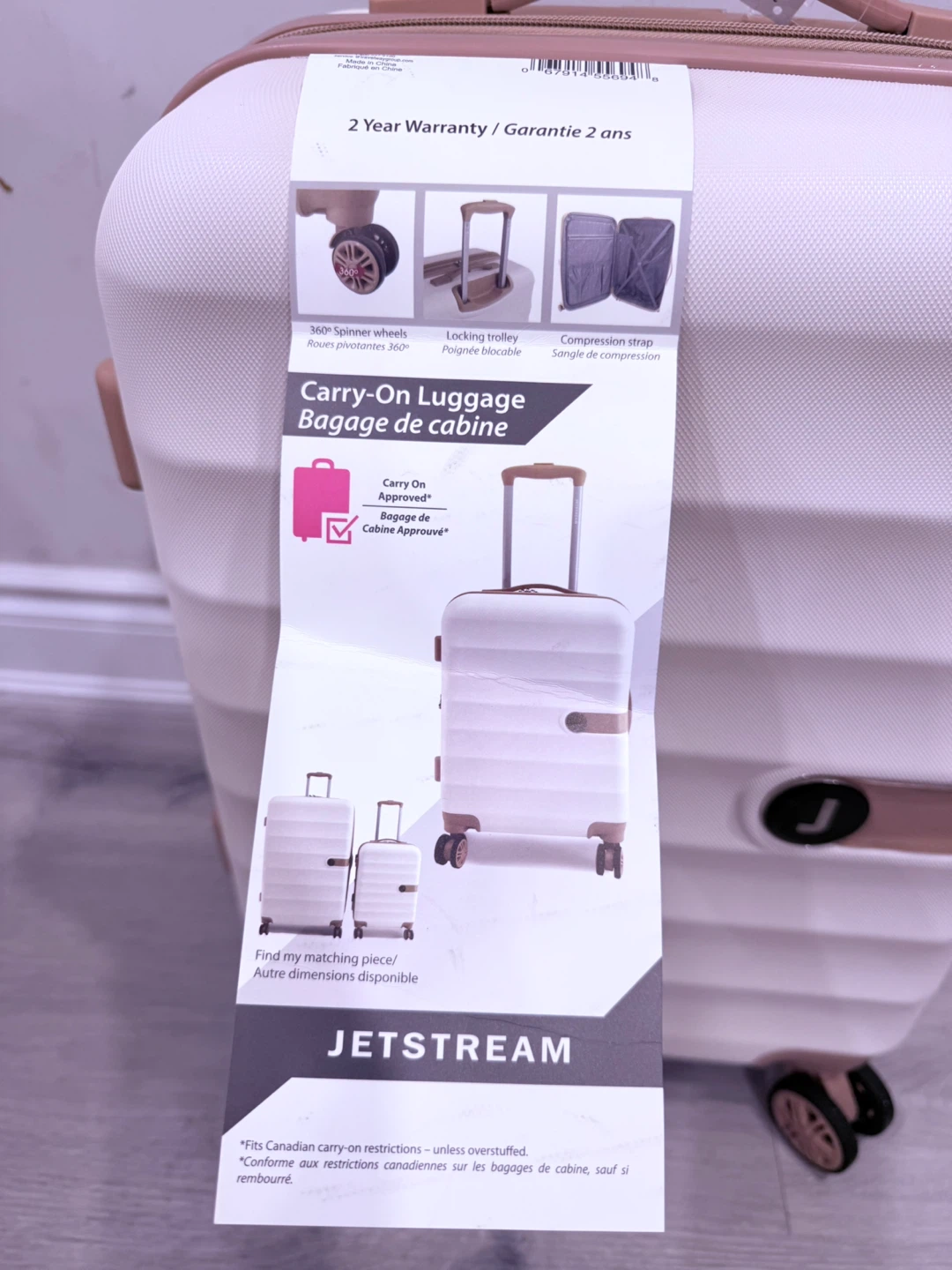 Jetstream Carry-On Spinner Luggage - White/Rose Gold - photo 5