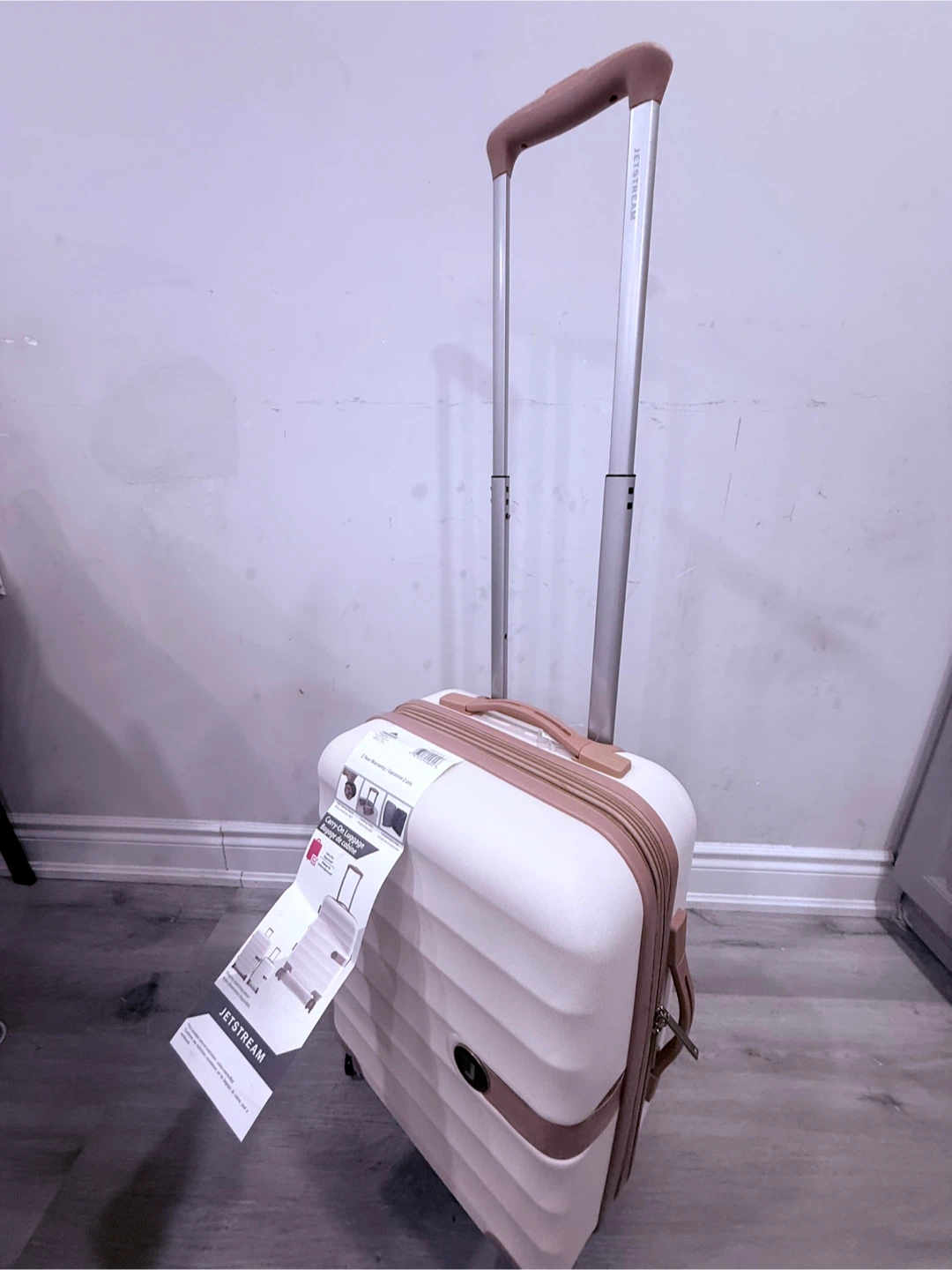 Jetstream Carry-On Spinner Luggage - White/Rose Gold