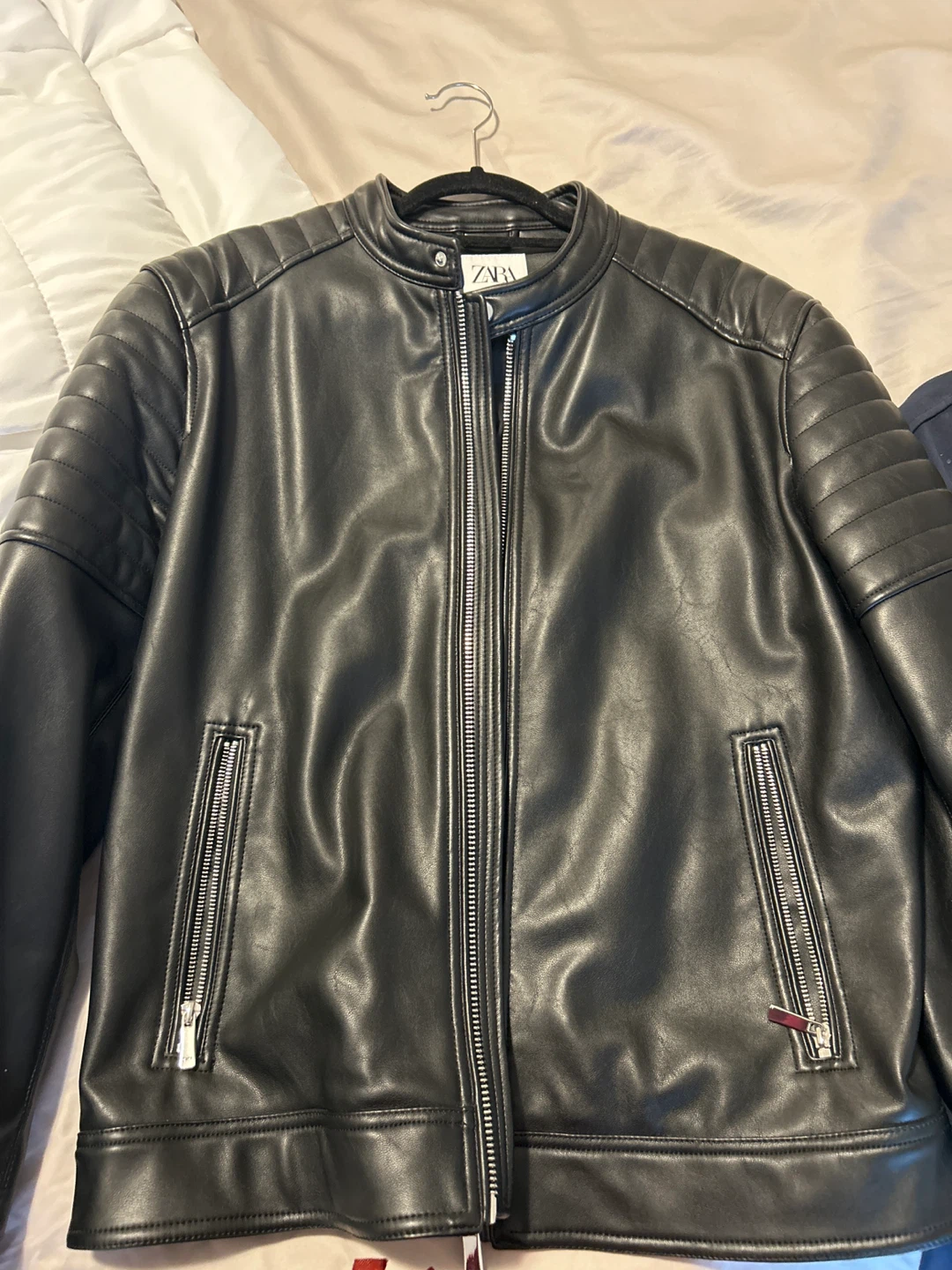 ZARA Black Faux Leather Moto Jacket