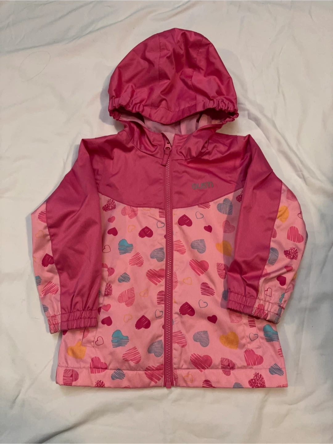 GUSTi Pink Multi-Heart Hooded Raincoat