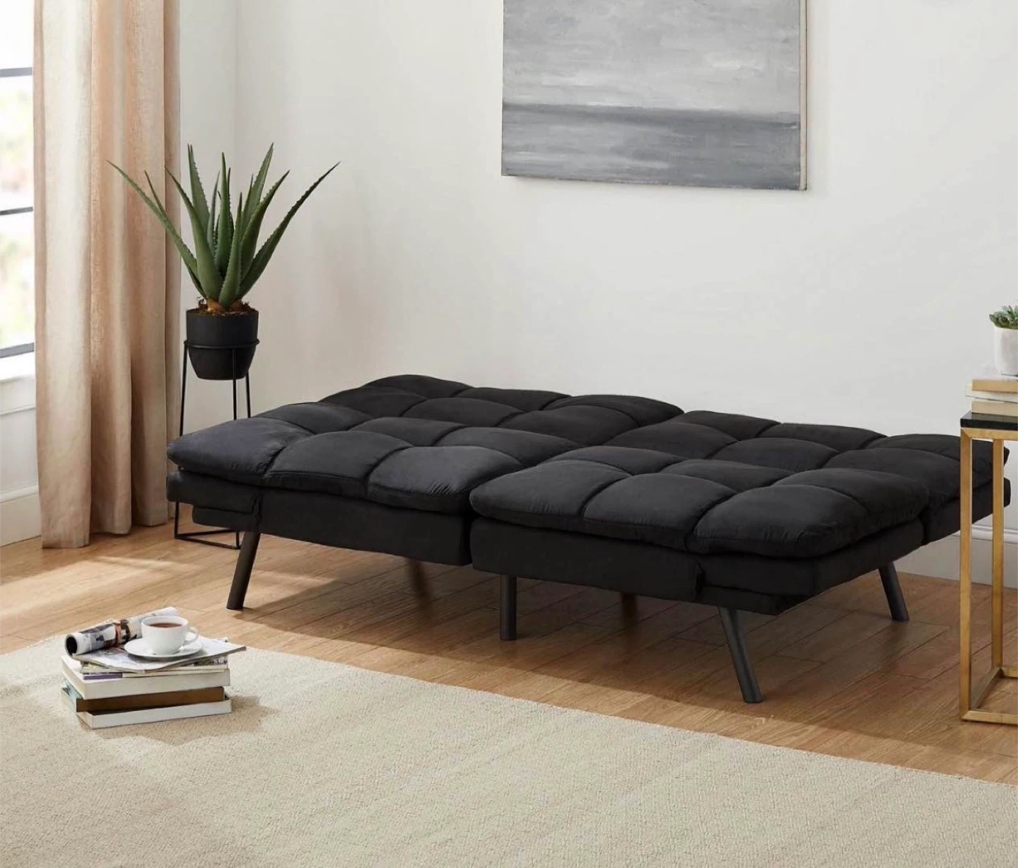 Black Tufted Futon Sofa - photo 2