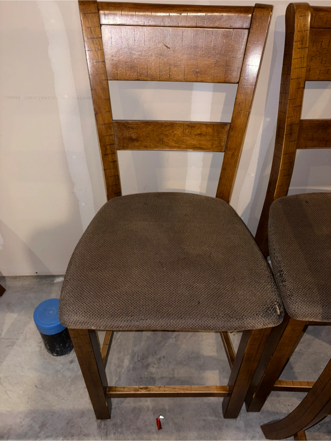 Needs Work - Wooden Dining Chair with Brown Upholstered Seat