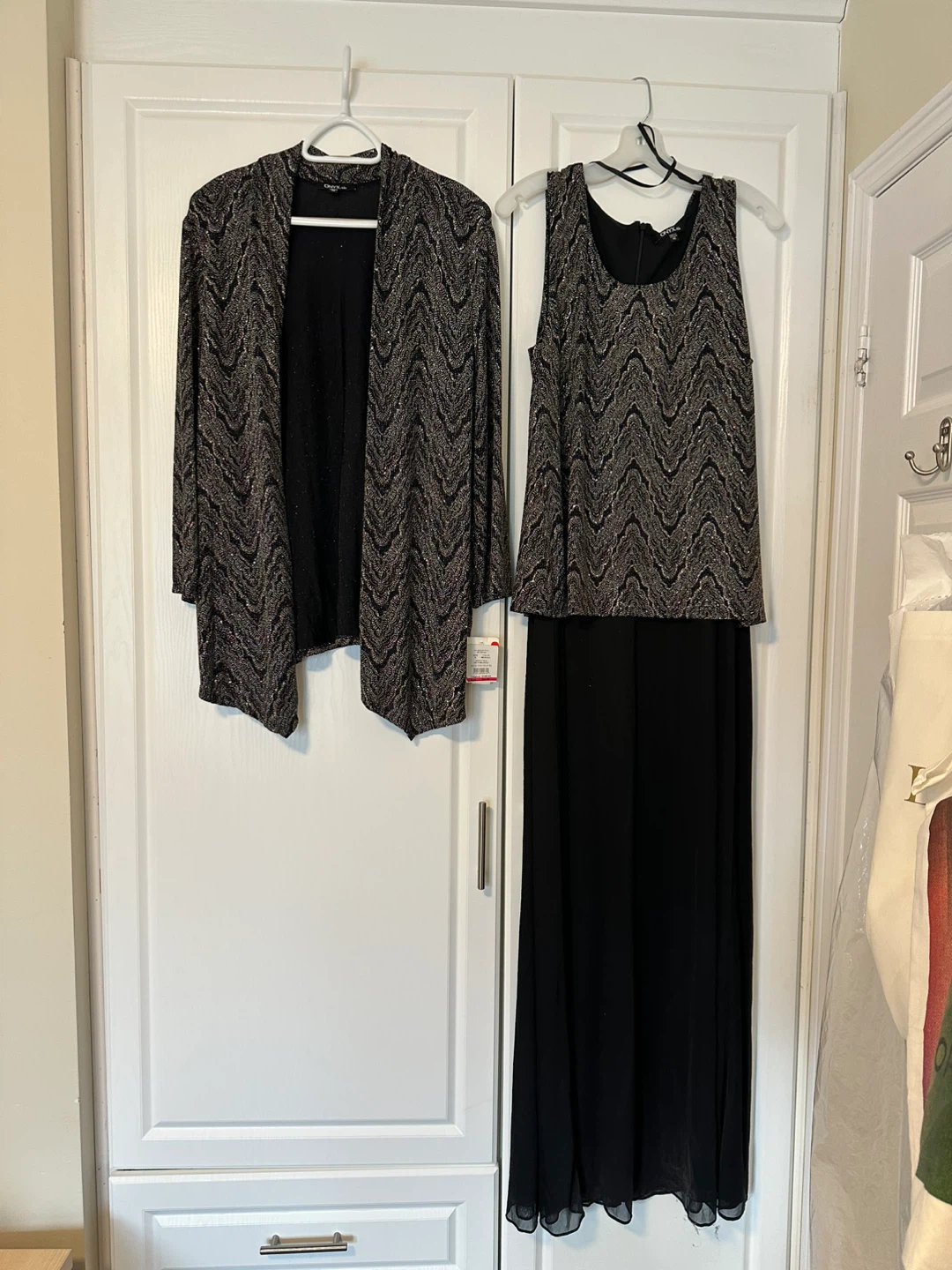 Women's 3-piece Black Evening Dress Set with Jacket