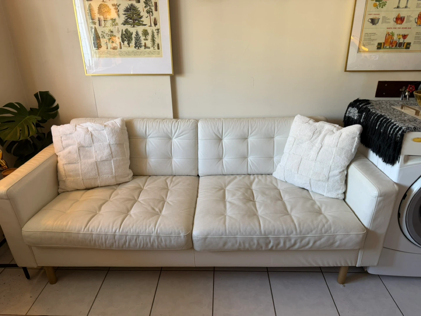 White Leather Tufted Sofa