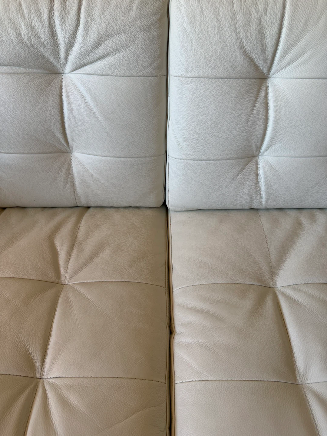 White Leather Tufted Sofa - photo 3