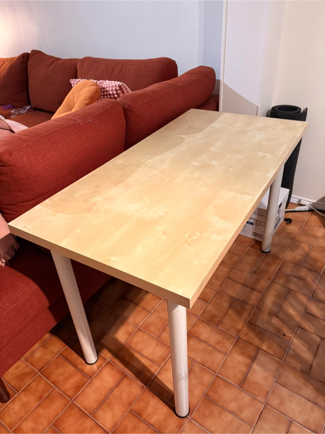 Light Wood Desk with White Legs