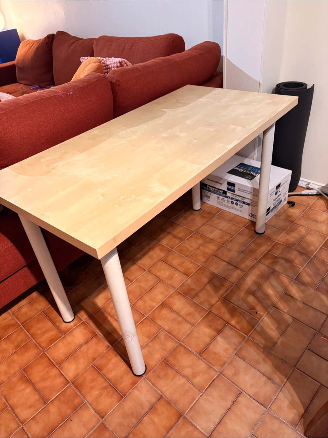 Light Wood Desk with White Legs - photo 2