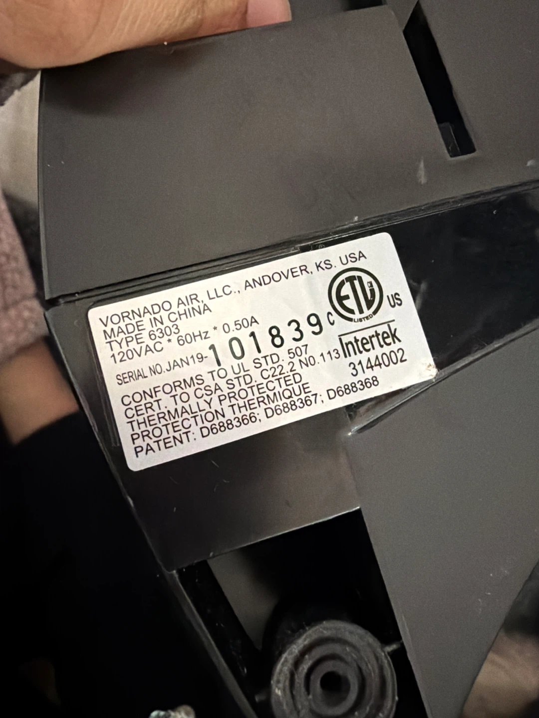 Vornado Air Circulator Fan Type 6303 - photo 3