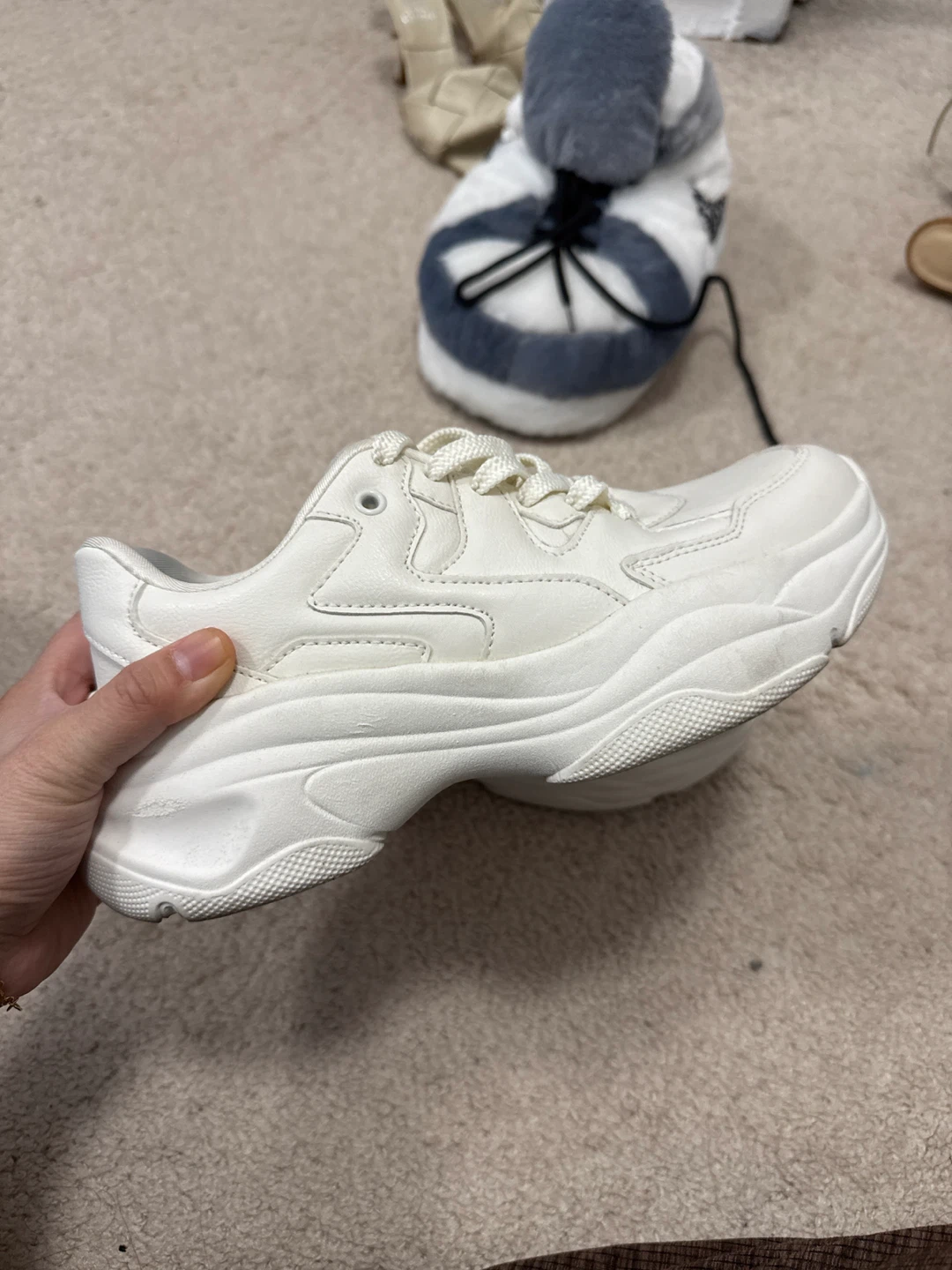 Bershka White Chunky Sneakers - Size 37