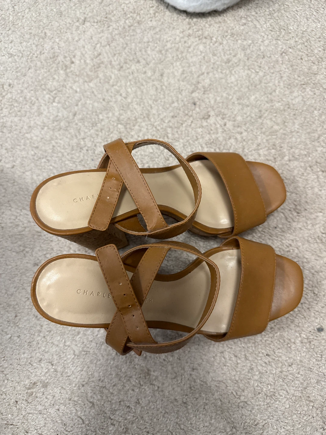 Charles & Keith Tan Cork Platform Wedge Sandals Size 36 - photo 3