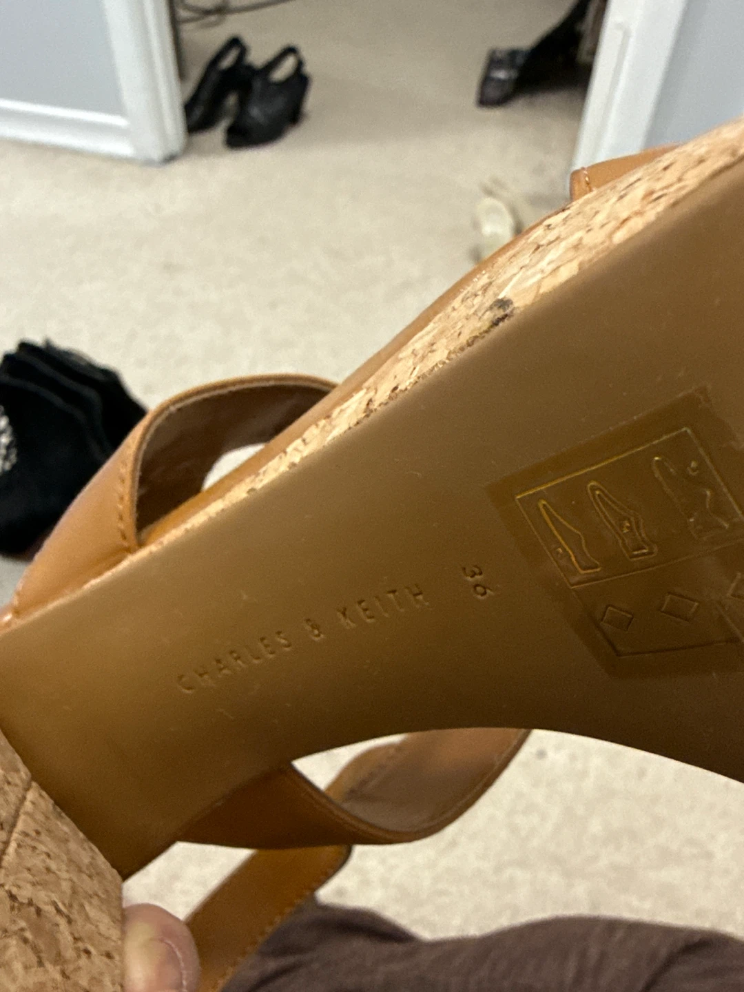 Charles & Keith Tan Cork Platform Wedge Sandals Size 36 - photo 5