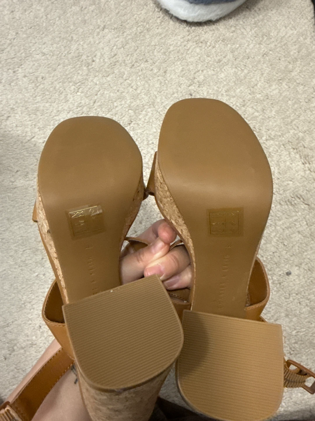 Charles & Keith Tan Cork Platform Wedge Sandals Size 36 - photo 4