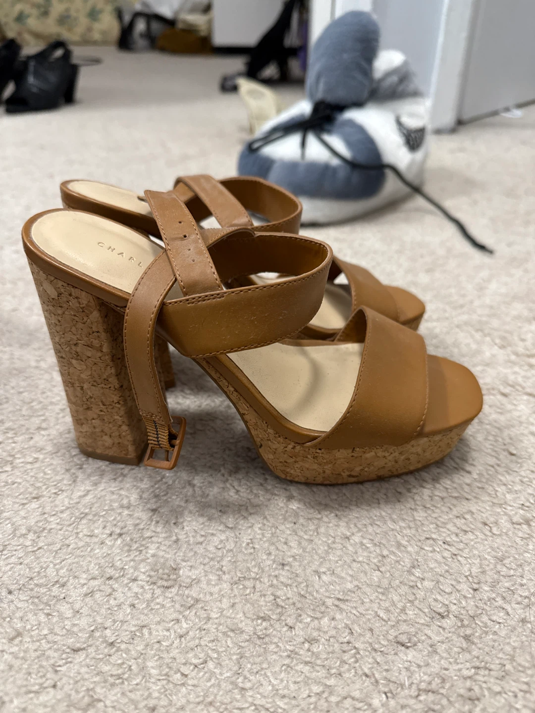 Charles & Keith Tan Cork Platform Wedge Sandals Size 36 - photo 2