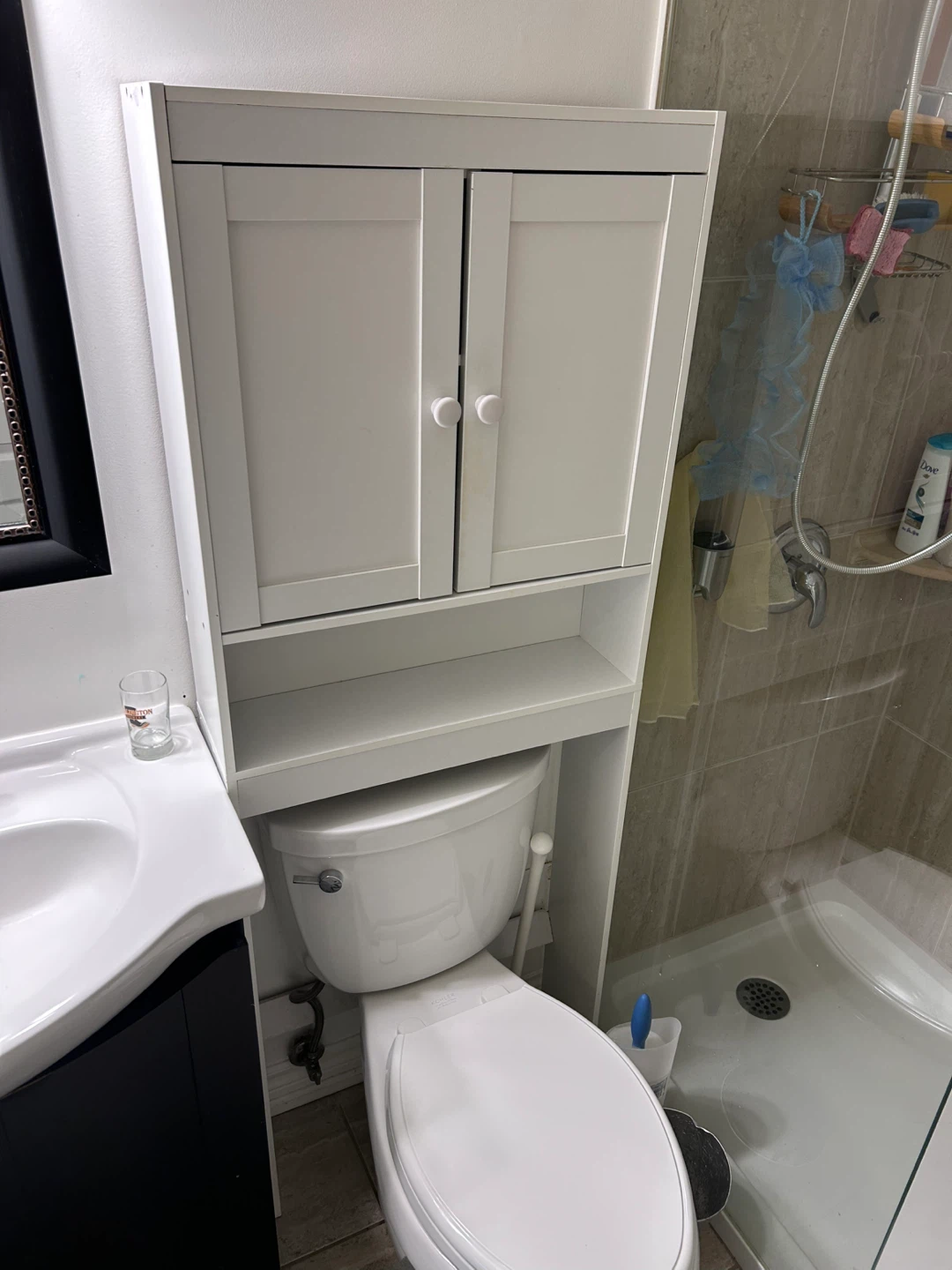 White Bathroom Storage Cabinet with Double Doors