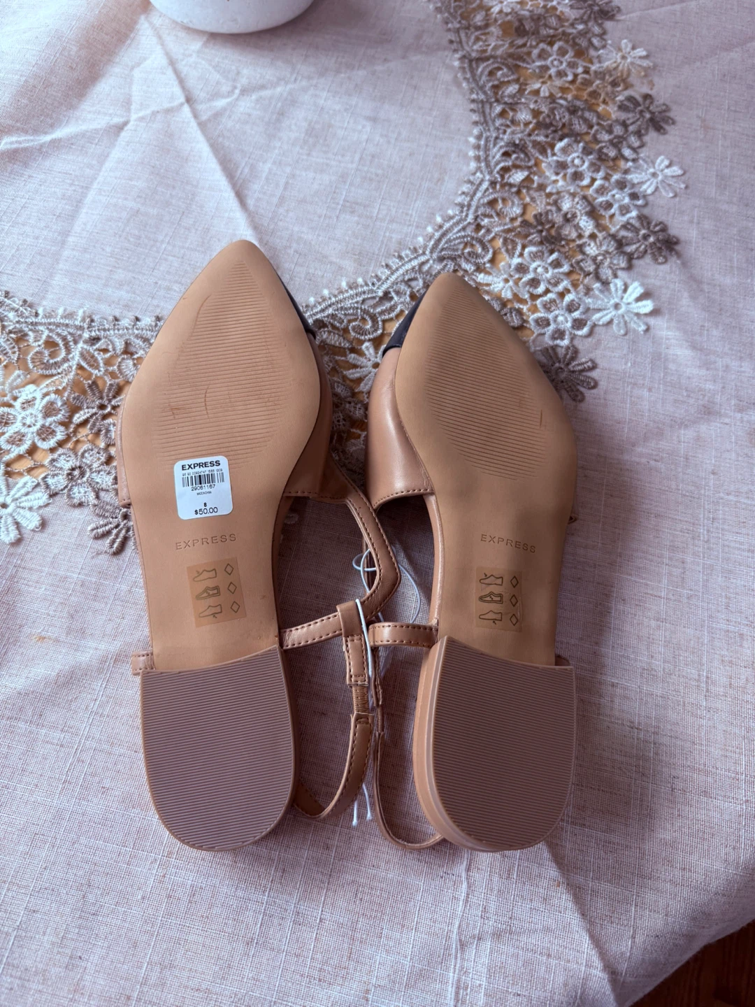 EXPRESS Women's Pointed Toe Flats - Tan/Black - Size 8 - photo 4