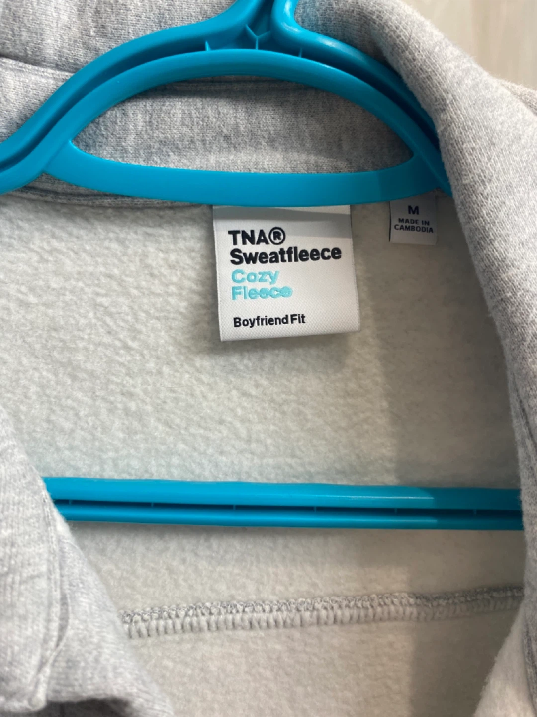 TNA Boyfriend Fit Sweatfleece Shirt Jacket - Grey, Size M - photo 2