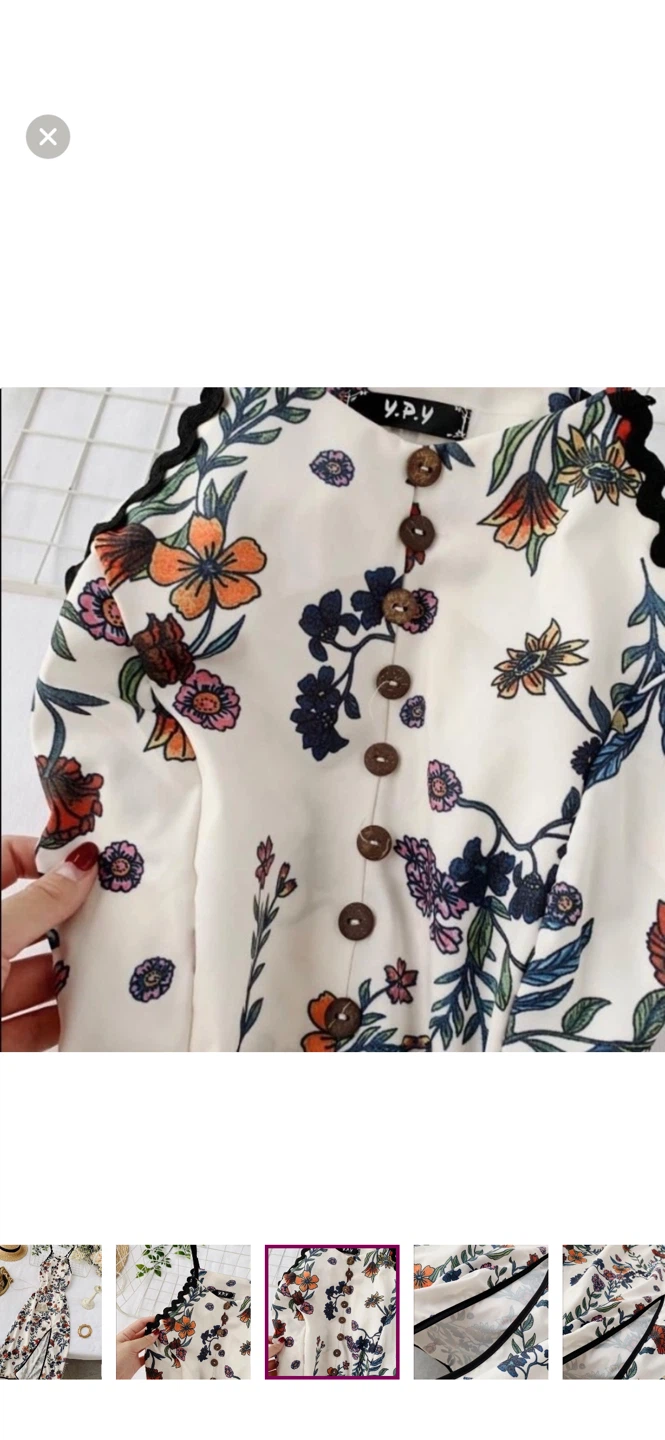 Floral Print Midi Dress with Slit - photo 5